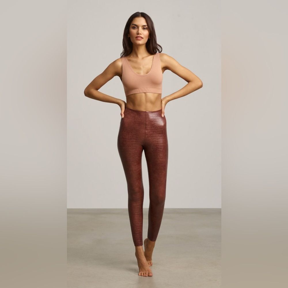 Commando Faux Leather Legging with Control Brown Croc M NWOT
